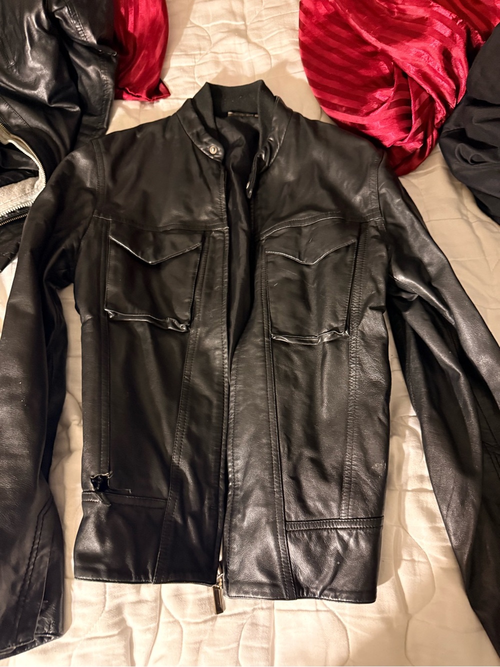Levi's Black Leather Bomber Jacket